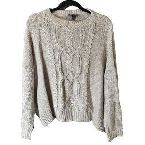 Wooden Ships Women’s Cropped Cable Knit Chunky Crewneck Sweater Size S/M